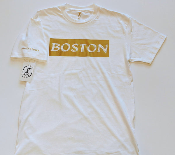 BOSTON BRUSH T-SHIRT - WHITE/GOLD