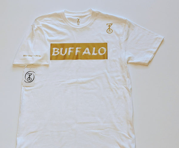 BUFFALO BRUSH T-SHIRT - WHITE/GOLD