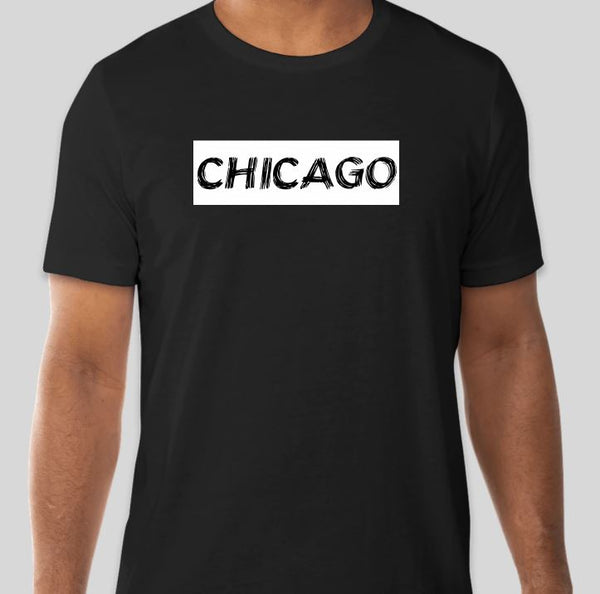 CHICAGO BRUSH T-SHIRT - BLACK/WHITE