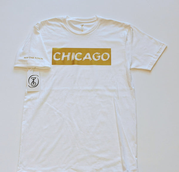 CHICAGO BRUSH T-SHIRT - WHITE/GOLD