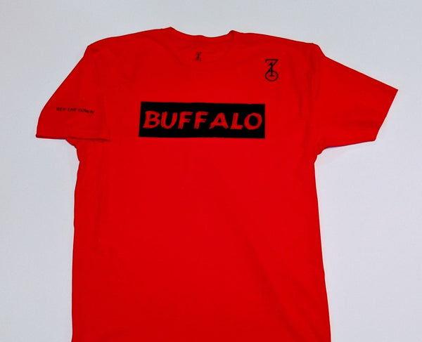 BUFFALO BRUSH T-SHIRT - RED/BLACK